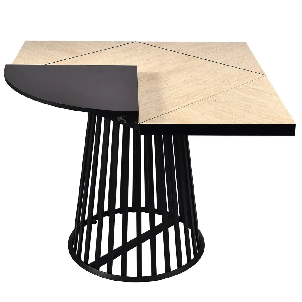 Table modulable ronde ou carrée 100cm noir ou effet travertin beige