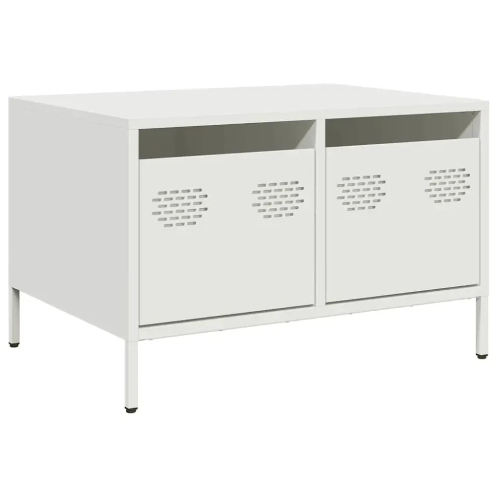 Meuble tv industriel design blanc 68 x 50 x 43.5 cm