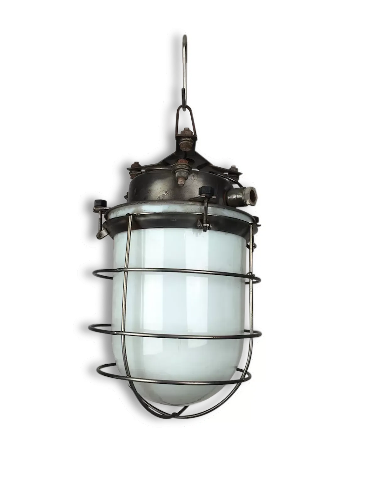 Grande suspension en métal et opaline