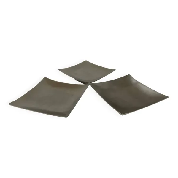 Trois vide poche bougeoirs argentés en métal