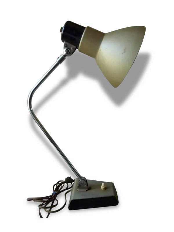 Lampe de bureau, d'atelier, en métal kaki, années 60