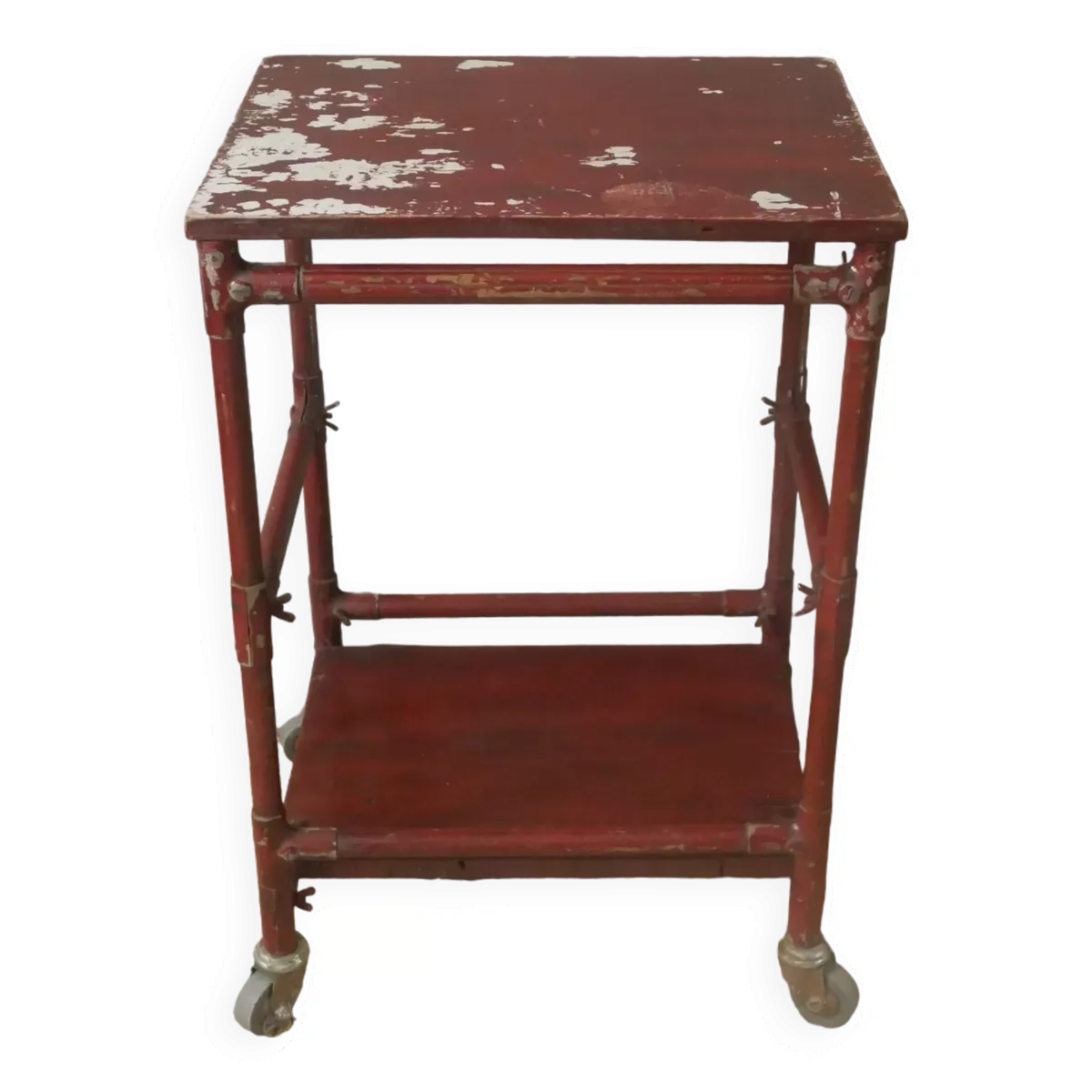 Desserte brocante meuble d'appoint bois patiné usé fabrication artisanale industrielle atelier