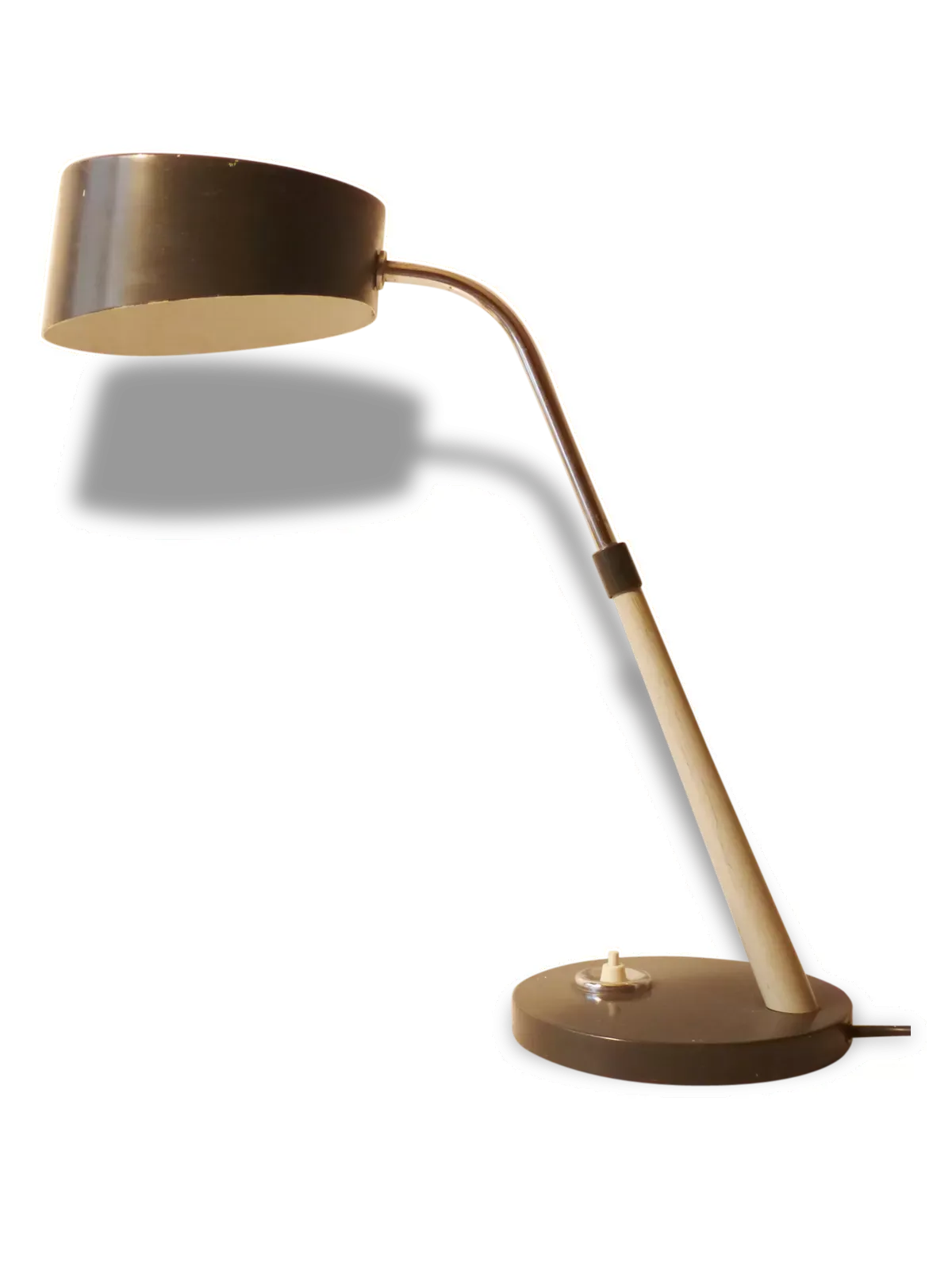 Belle lampe de bureau en tôle grise et perforée 1950 vintage 50's rockabilly lamp