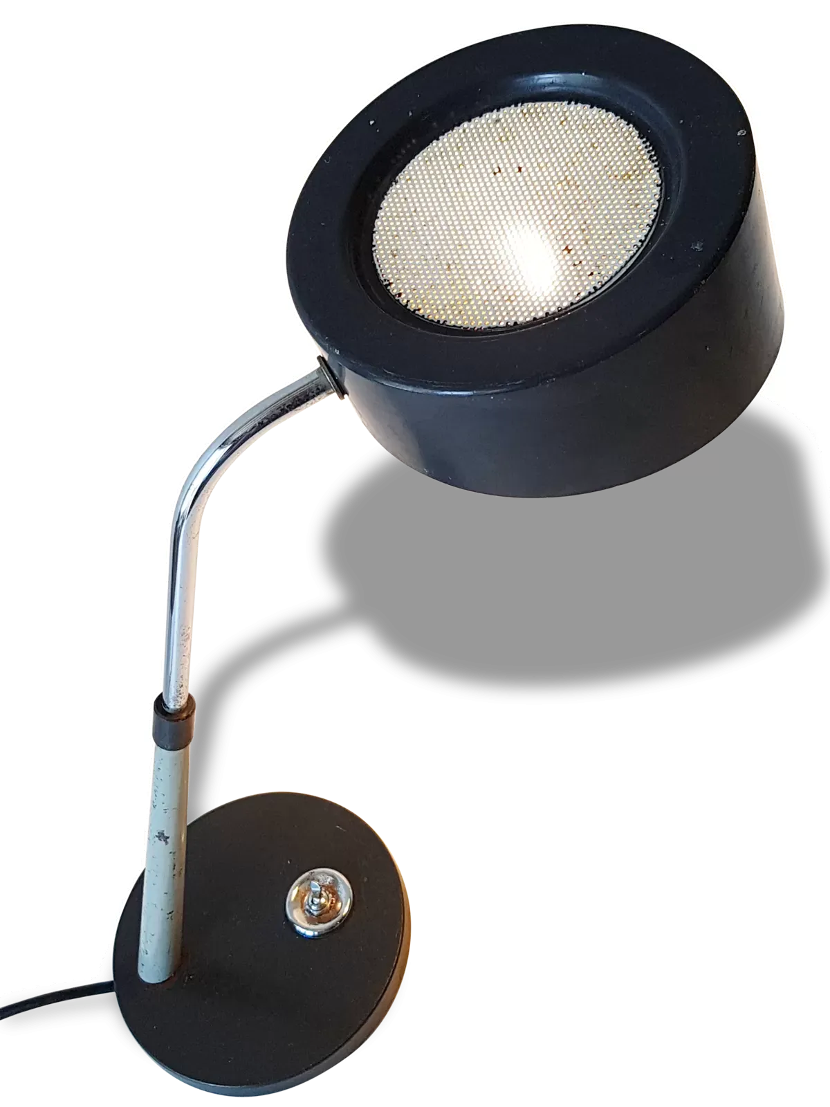 Lampe de bureau gris foncé en tôle et tôle perforée 1950 1960 vintage 50's 60's