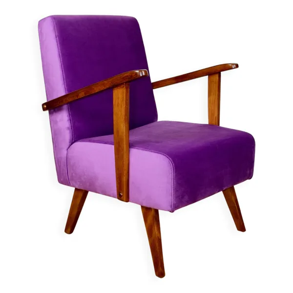 Fauteuil loft vintage en velours violet - 2 pièces disponibles