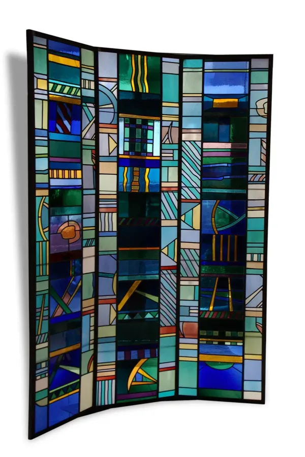 Paravent vintage en vitrail