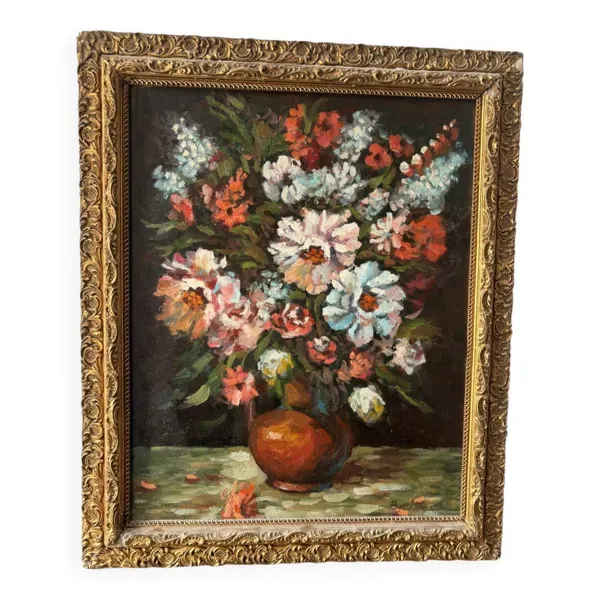 Bouquet de fleurs signé