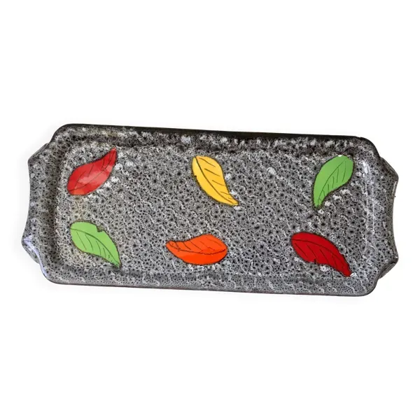 Plat à cake en céramique fat lava années 70