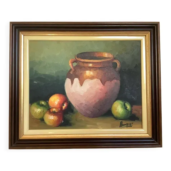 Tableau nature morte huile sur toile signée