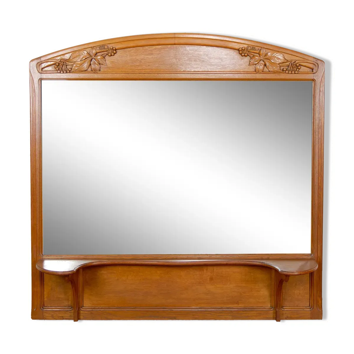 Important miroir en chêne sculpté, Art Nouveau, Circa 1910