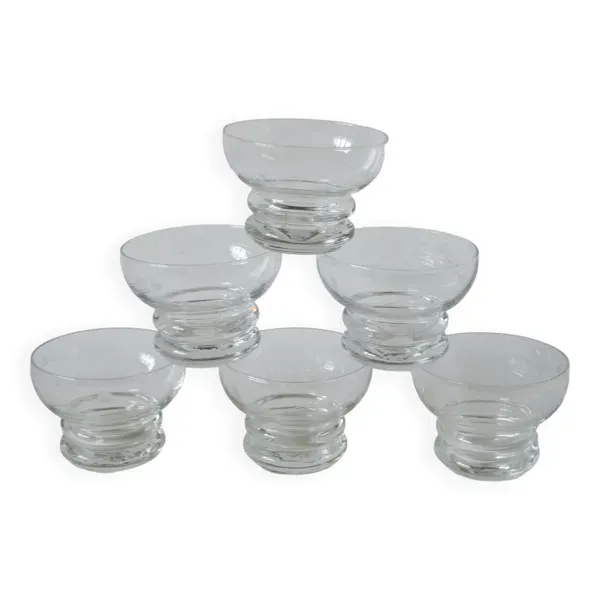 Lot de 6 coupes à champagne en cristal gravé 1960