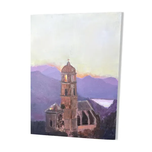 Huile sur toile - Eglise Corse