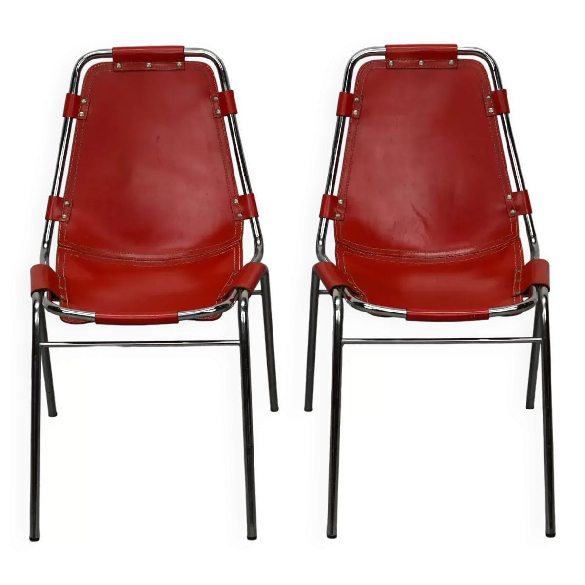 Ensemble de deux chaises rouges par Dalvera pour Les Arcs, 1960s