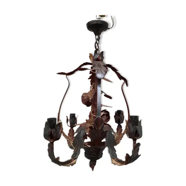Lustre en tole à motif flloral