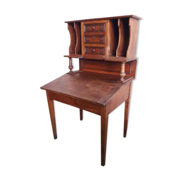 Bureau à pente avec trieur, tiroirs et casiers de rangement