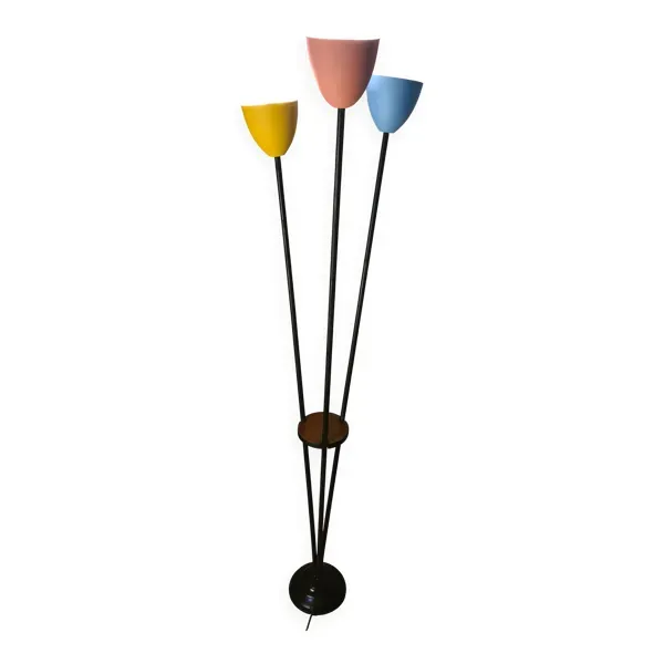 Lampadaire mid century 1950 a 70 abat jour tole acier peinture tricolors lidokov boscovice