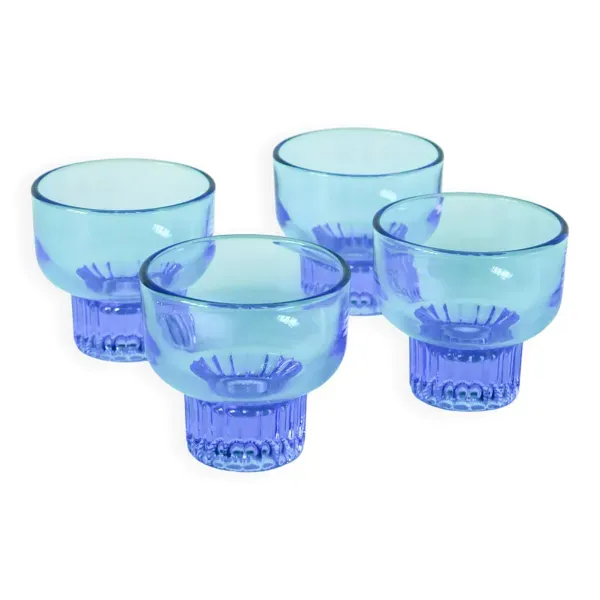 Lot de 4 petits verres, Turquoise, 1970