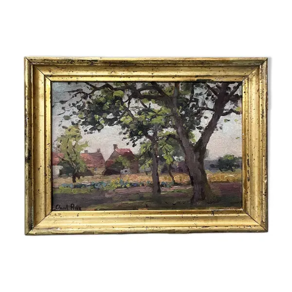 Tableau 1927 ''Le hameau'' signé Paul Rue