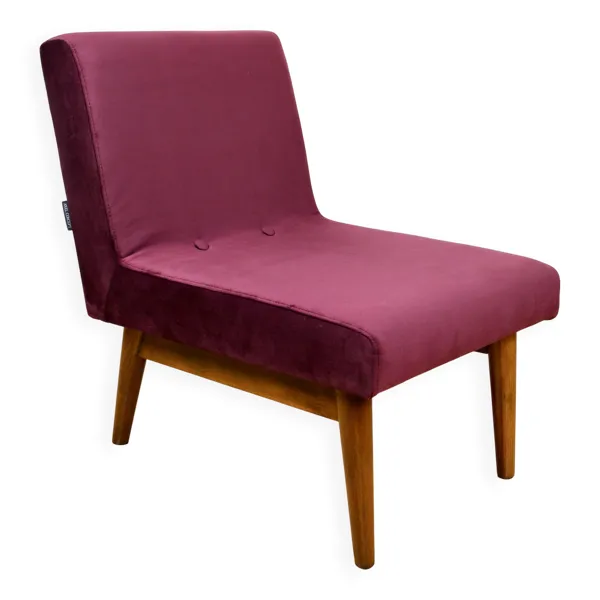 Fauteuil loft vintage années 70 en velours bordeaux.