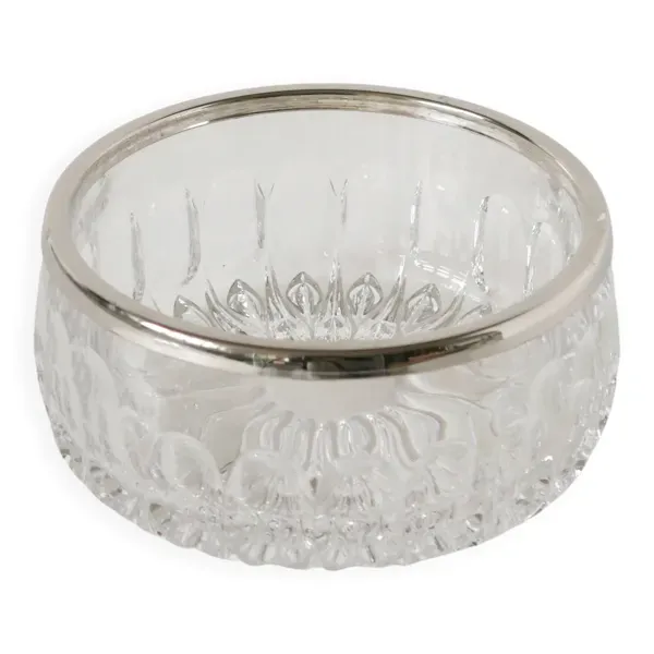 Petit saladier en cristal et métal argenté, 1950