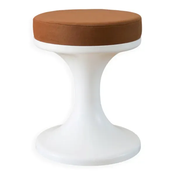 Tabouret tulipe en Plastique et Laine, Mocha Mousse, Design Space Age, 1970
