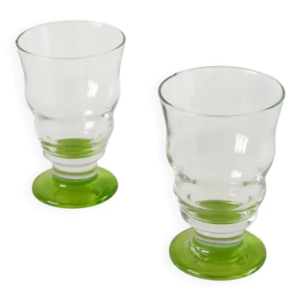 Duo de verres à vin, vert pomme, 1980