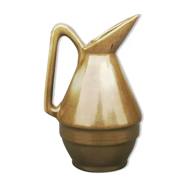 Pichet  en céramique émaillée vert Signé de la manufacture lilloise Fives-Lille De Bruyn.