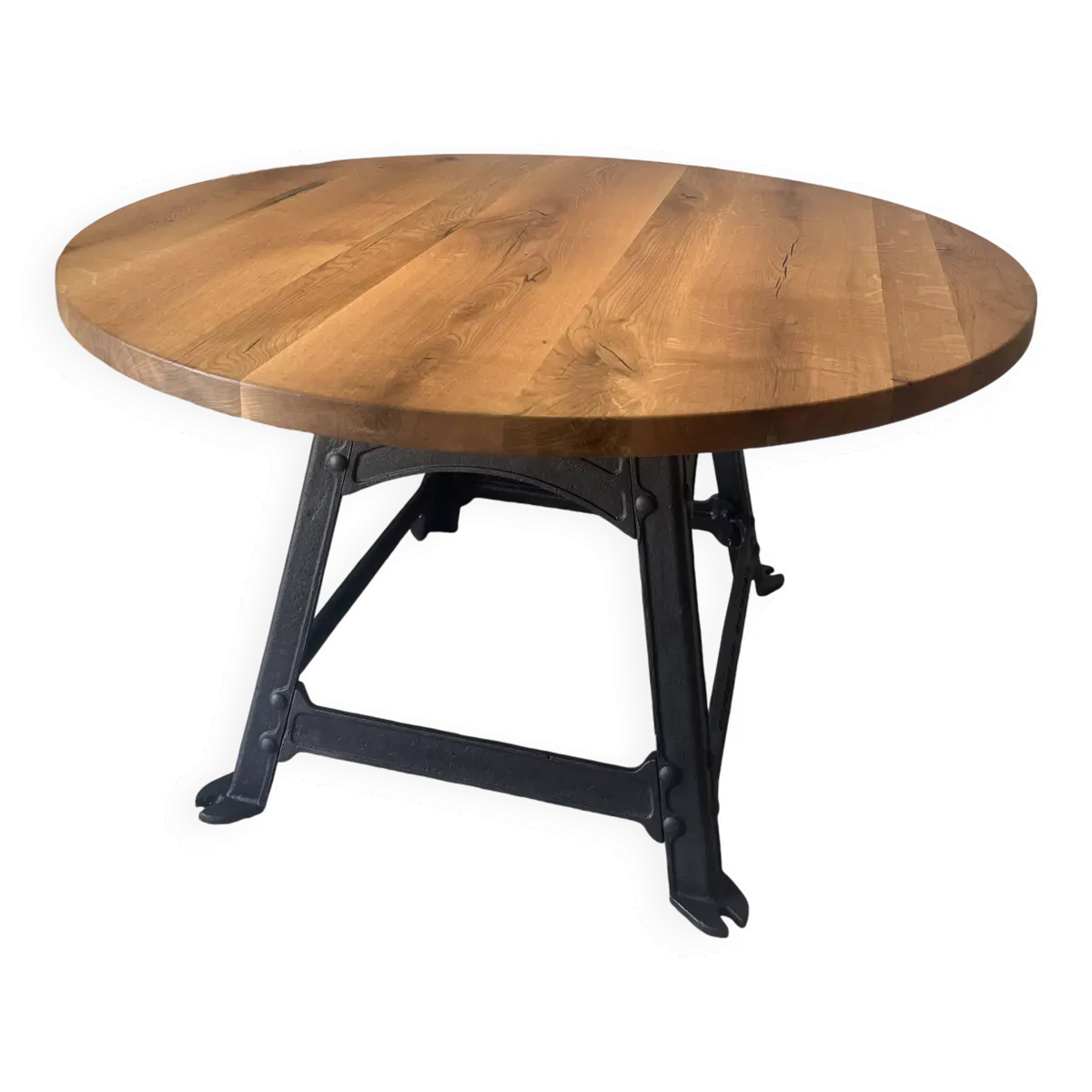 Table industrielle ronde en forme d'oeuf