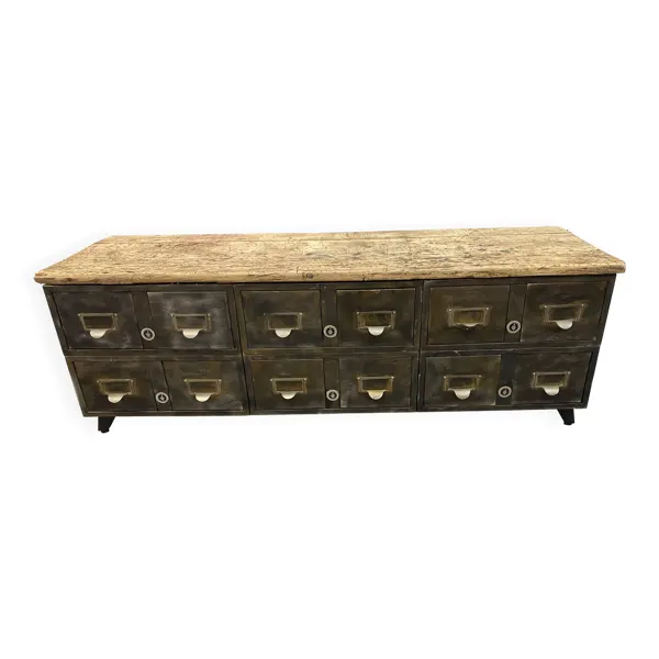 Meuble bas 12 tiroirs industriel vintage