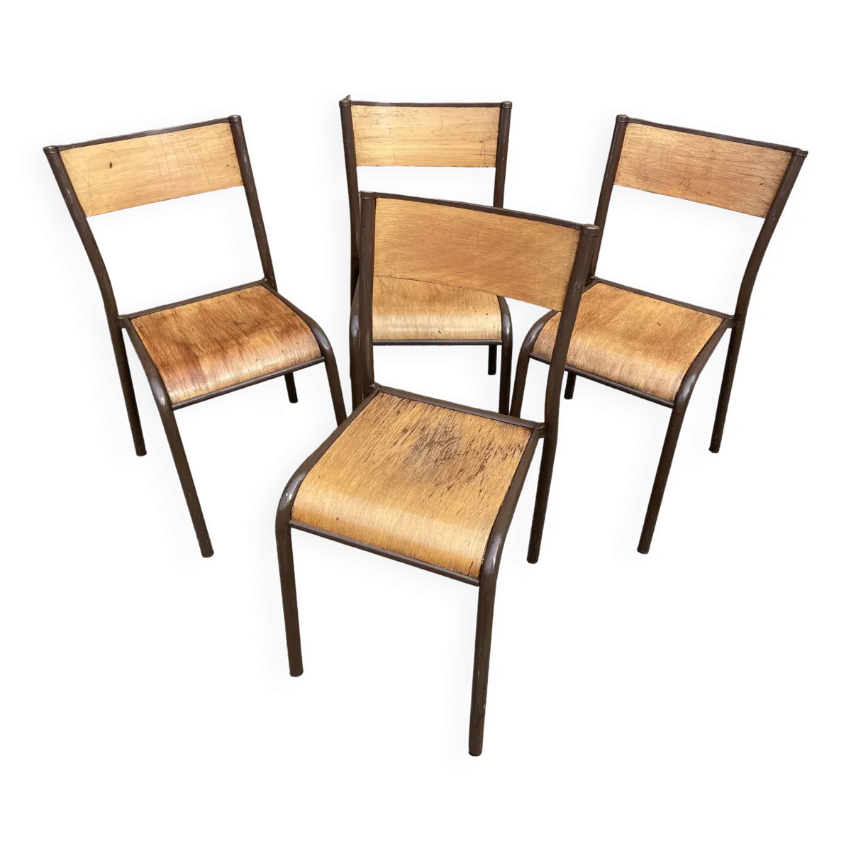 4 chaises école vintage