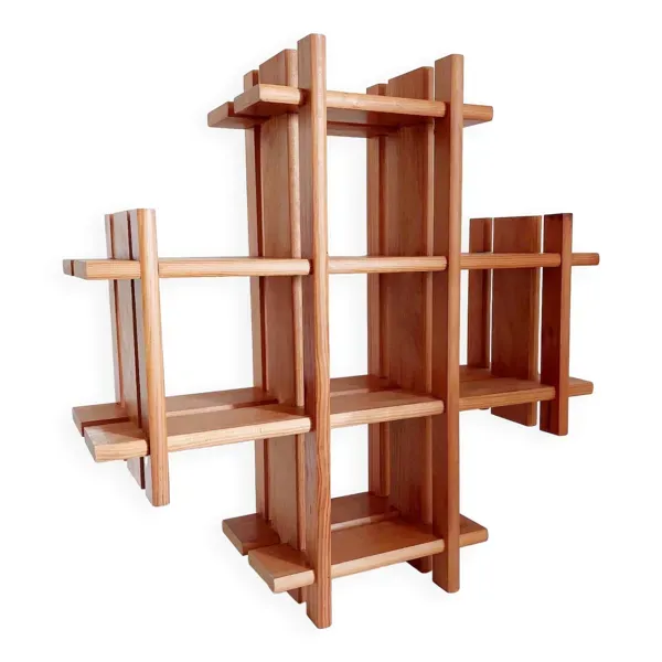 Étagère vintage cruciforme en bois