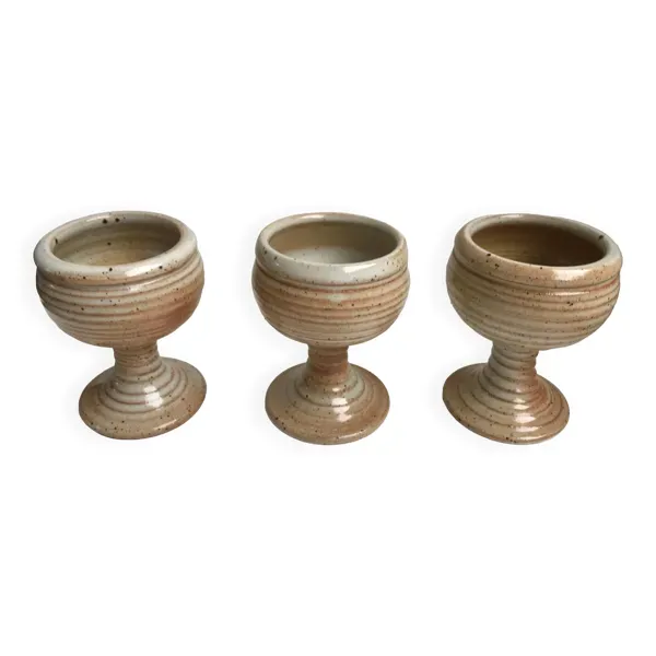 Trio de coquetiers en grès du marais années 60-70