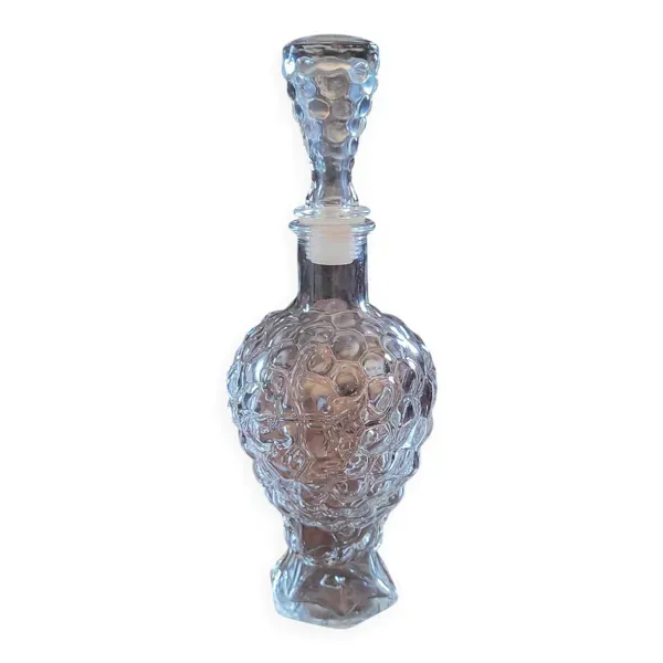 Carafe en verre moulé à décor grappe de raisin – années 1950