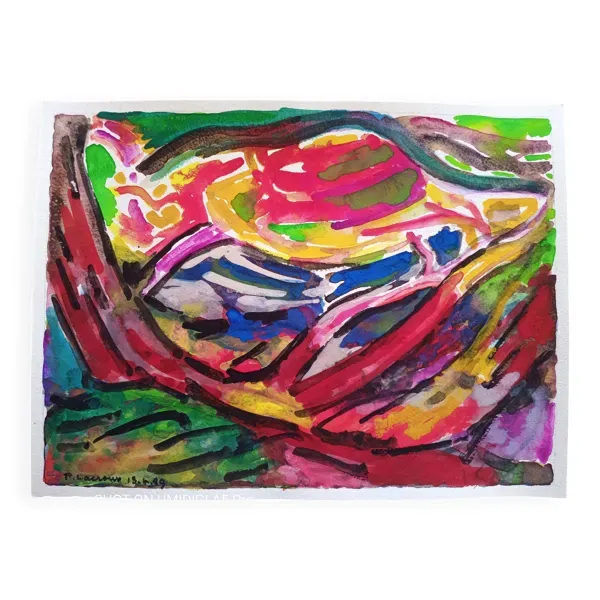 pierre Lacroux (1909-1993) Gouache sur papier 24 x 32 cm  datée 1989 -(285)