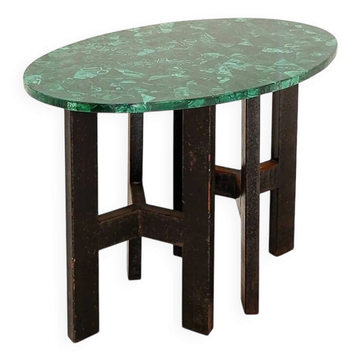 Console en malachite et métal noir