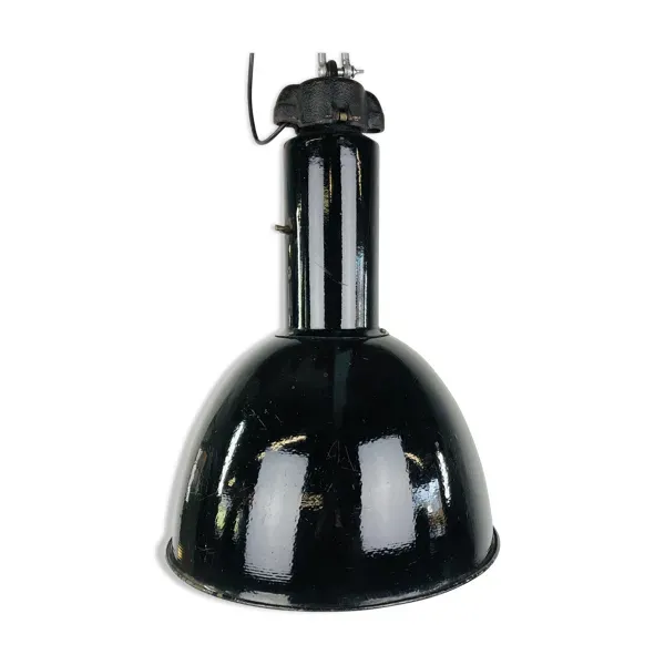Lampe d’usine émaillée noire par elektrovit