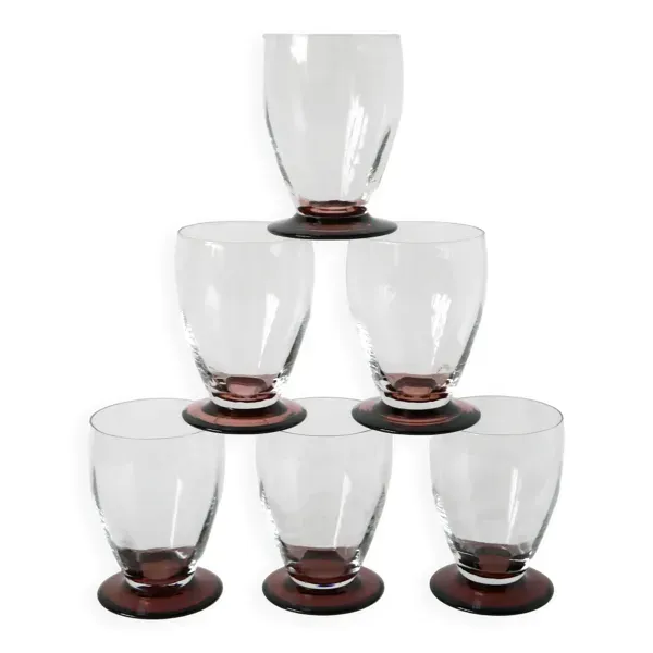 Lot de 6 verres à vin à pieds Violets, 1960