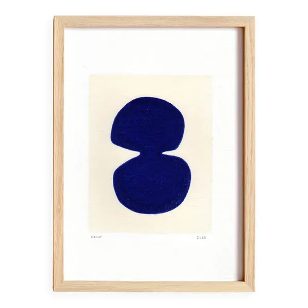 peinture abstraite sur papier bleue outremer  signée Eawy