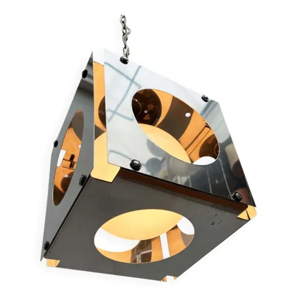 Suspension en métal et verre cubo de style Space Age italien du milieu du siècle par Tronconi, années 1960