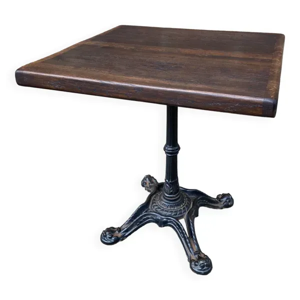 Guéridon de terrasse fonte & chêne jardin bistrot art déco paris