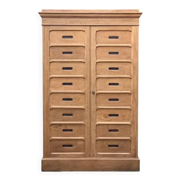 Armoire de notaire en chêne brut massif, 1920
