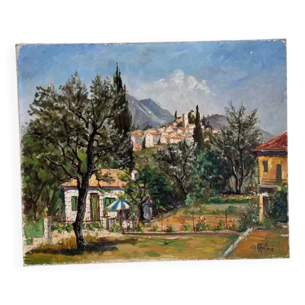 Toile signée André Raibaud « paysage de Provence