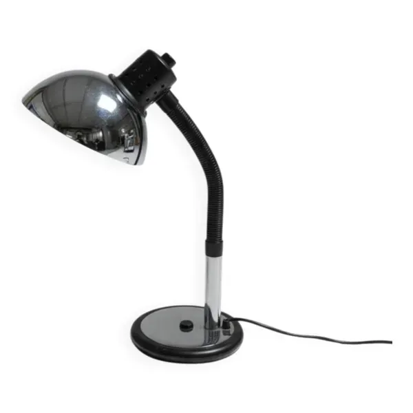 Lampe de bureau vintage flexible – métal chromé & abat-jour orientable