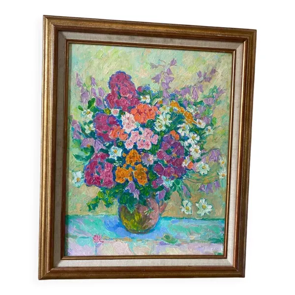 Fleurs signé école russe XXeme siècle