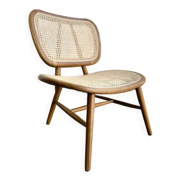 Chaise longue rétro en rotin / fauteuil / siège unique