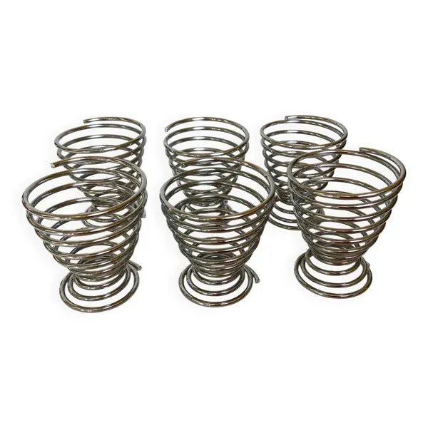 Six coquetiers ressort spirale en métal