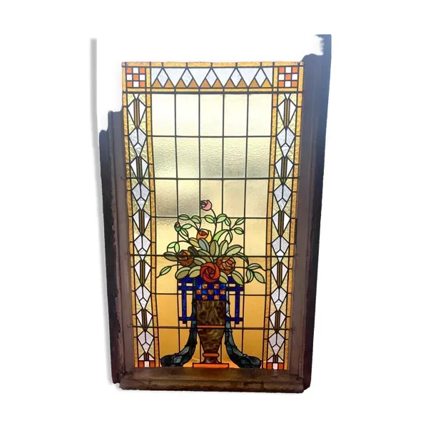 Panneau en vitrail Art Déco XX siècle