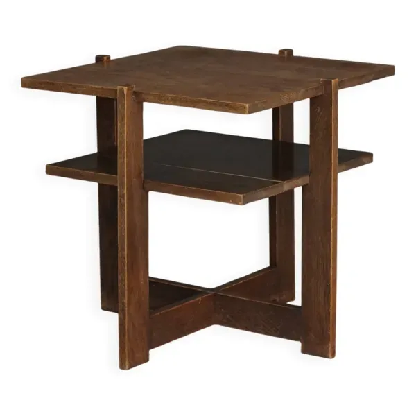 Table d'appoint en chêne de l'école moderniste néerlandaise de La Haye. Années 1930