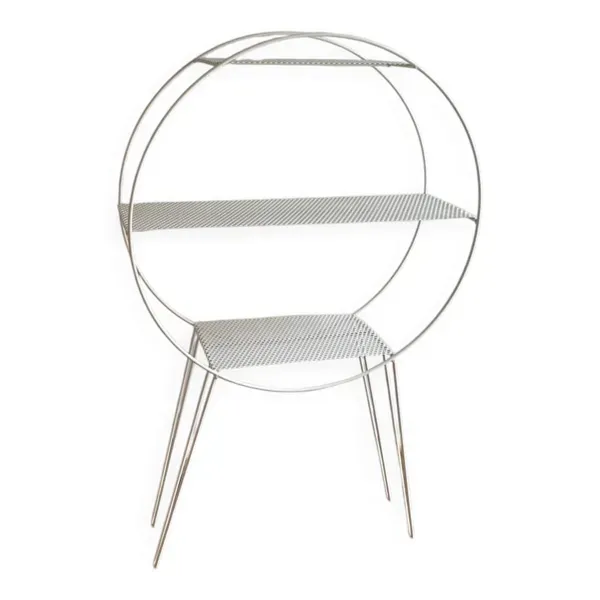 Étagère circulaire en métal laqué blanc – années 80–90