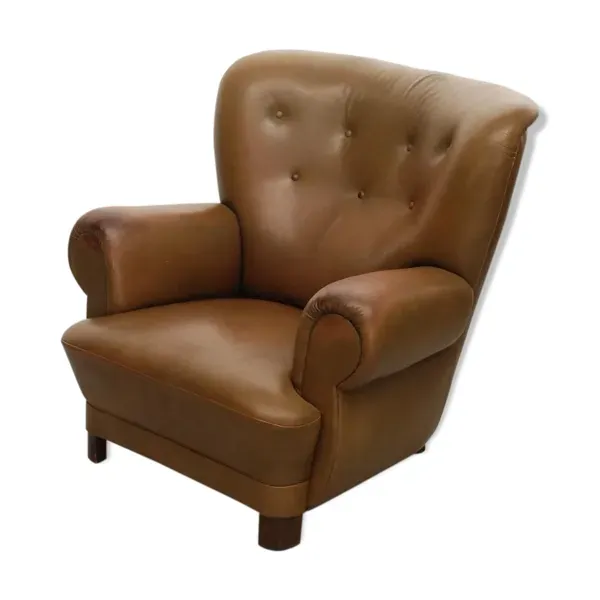 Fauteuil club vintage en cuir Danemark
